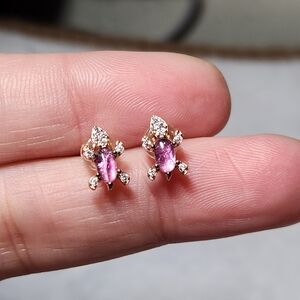 Elegant Pink Tourmaline Turtle Earrings